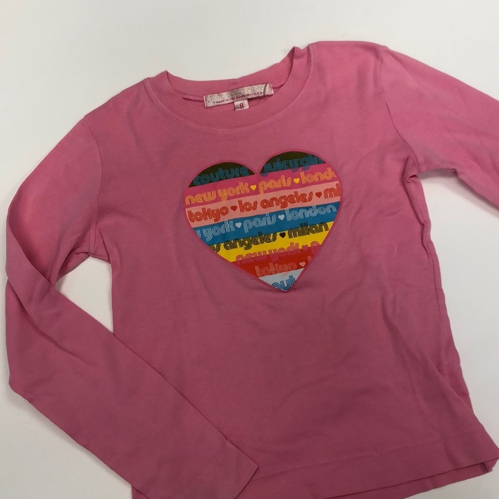 Juicy Couture Pink Long Sleeve Graphic Tee Y2K Girls Size 8